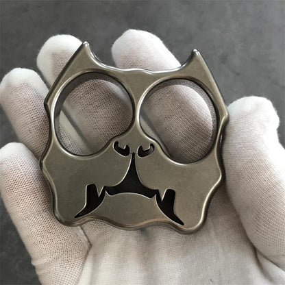 Dog Head Titanium Knuckle Dusters Two-hole Outdoor EDC Keychain Easy Carry