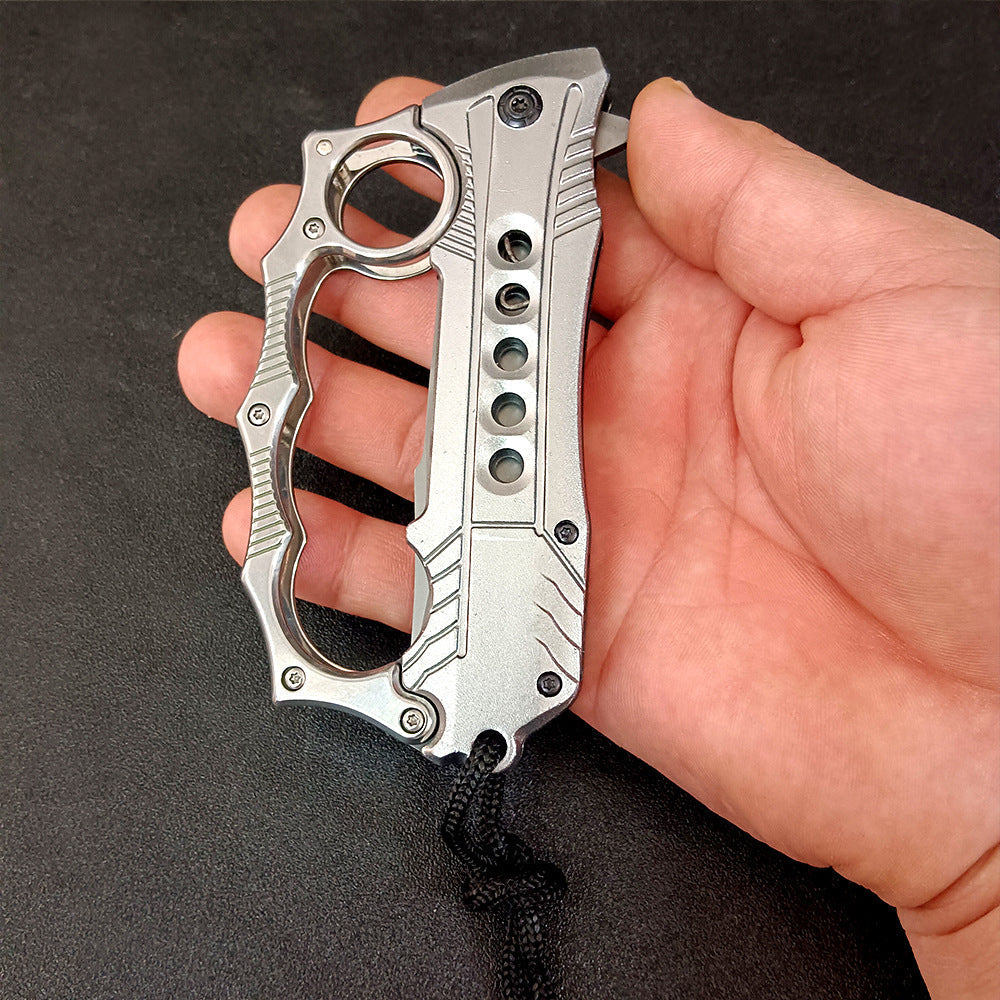 Foldable Outdoor Portable EDC Two-in-one Knuckle Dusters Knife