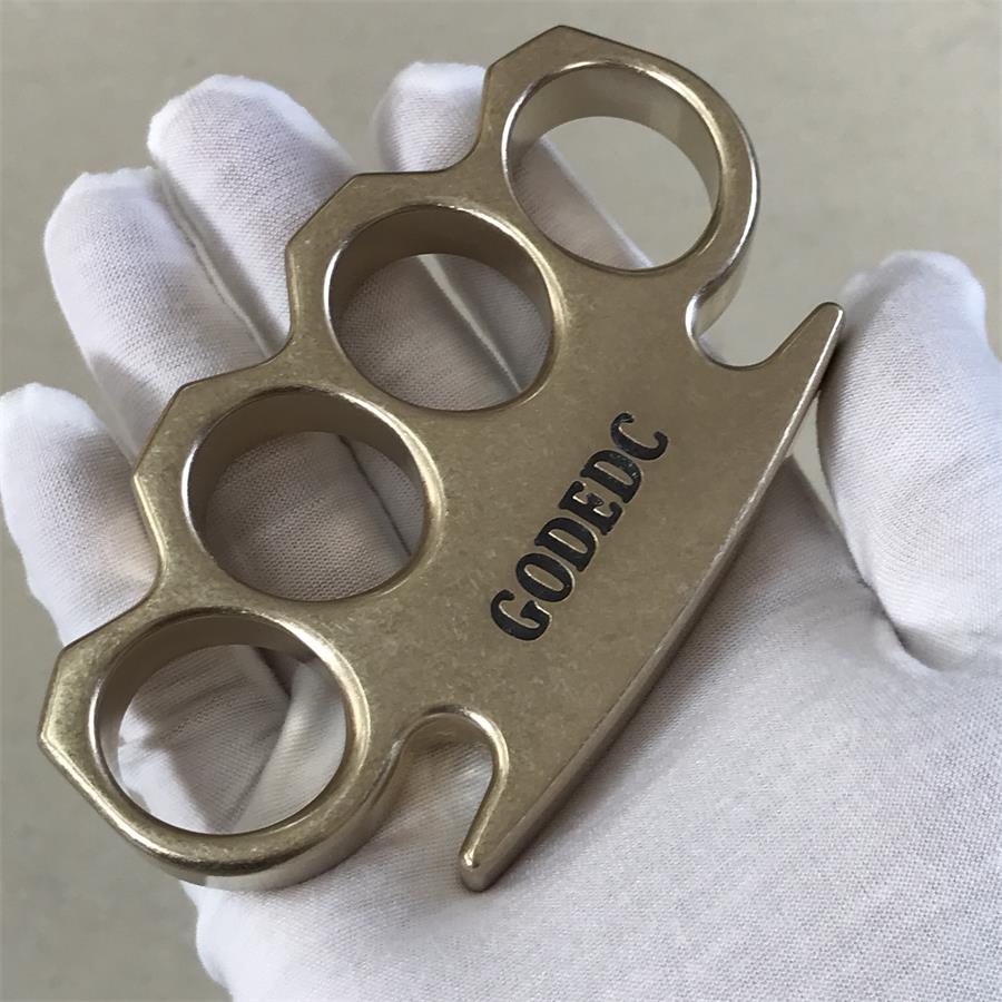 GODEDC Stonewashed Classic Brass Knuckle Dusters Outdoor Tool