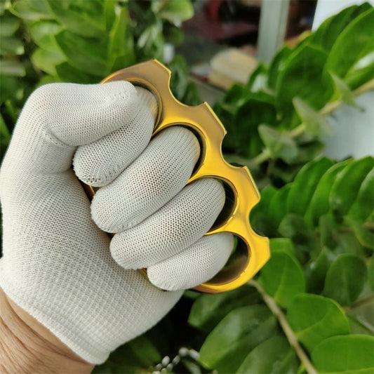Thickened Classic Knuckle Dusters Anodized Gold-plated Polished Outdoor Large Hole Tool