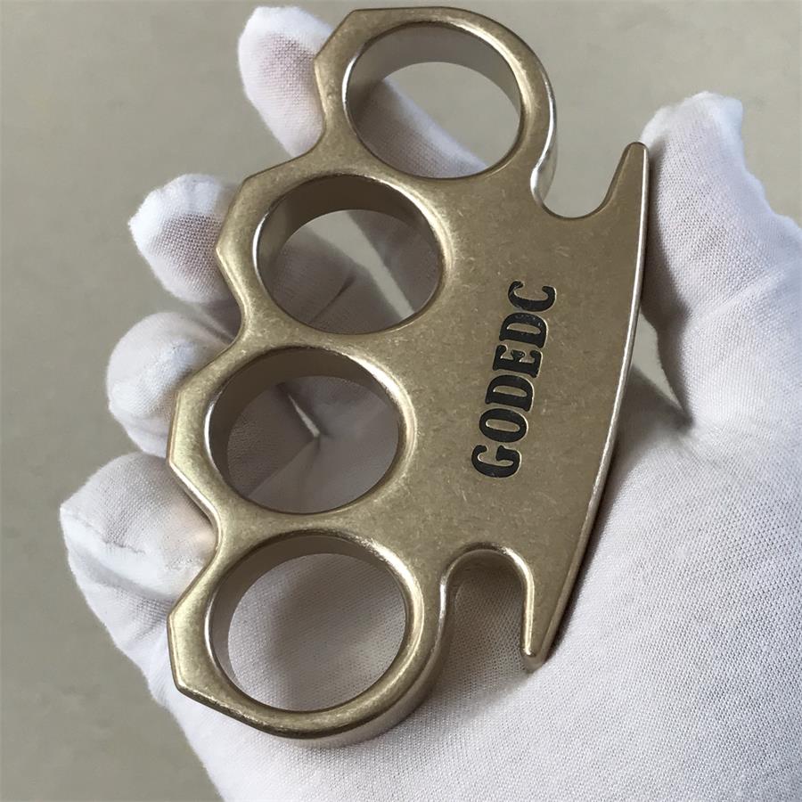 GODEDC Stonewashed Classic Brass Knuckle Dusters Outdoor Tool