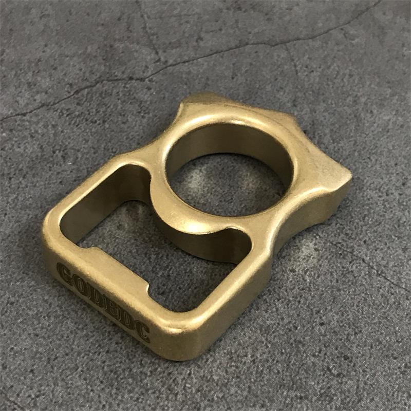 GOODEDC Stonewashed Brass Knuckle Dusters Bottle Opening EDC Keychain Tool