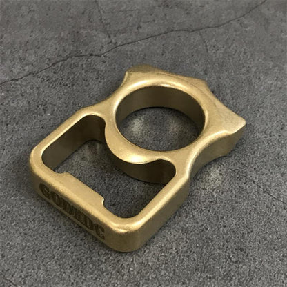 GOODEDC Stonewashed Brass Knuckle Dusters Bottle Opening EDC Keychain Tool
