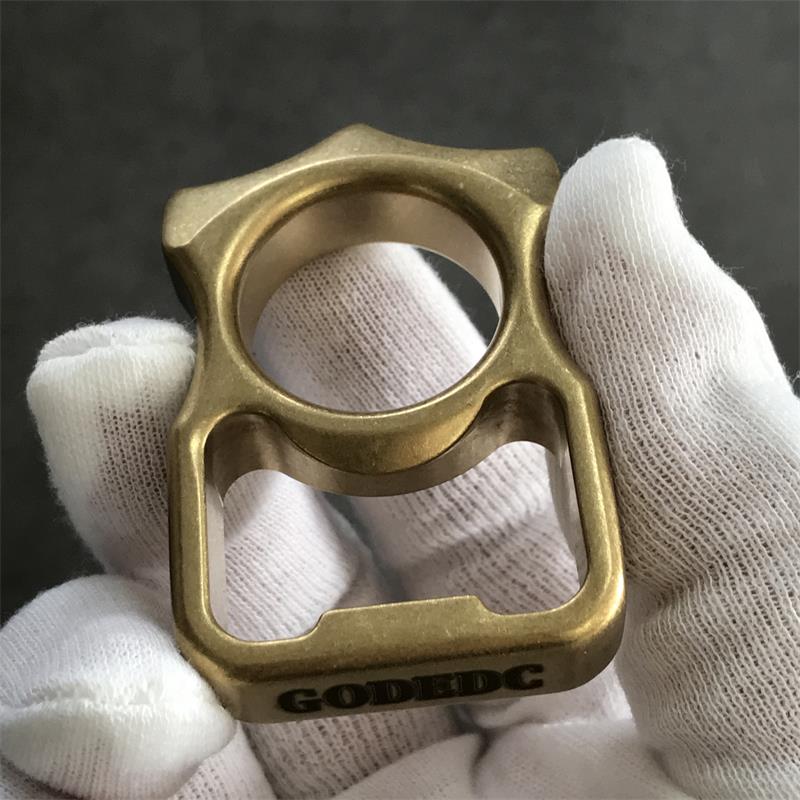 GOODEDC Stonewashed Brass Knuckle Dusters Bottle Opening EDC Keychain Tool