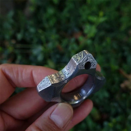 Damascus One Hole Knuckle Dusters with Damask Bottle Opener